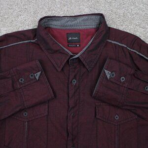 J.B. Holt Athletic Fit Shirt Mens Large Red Cotton Stretch Long Sleeve Button Up